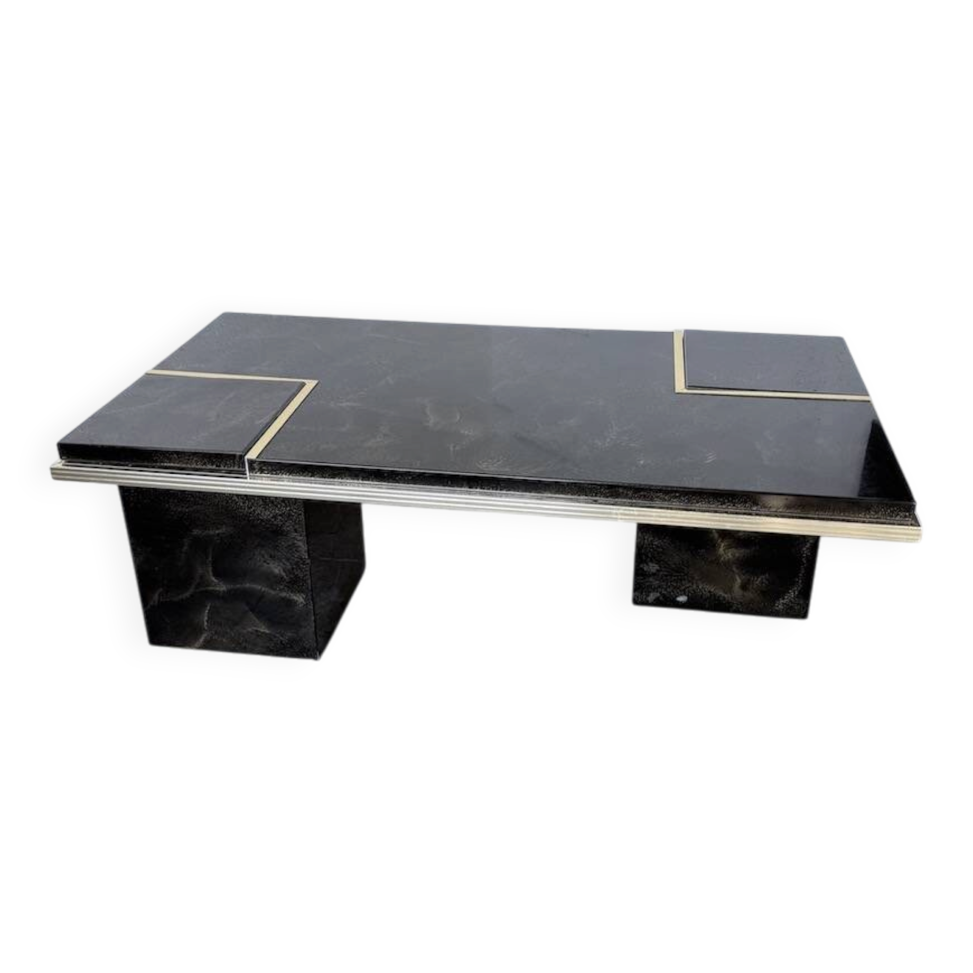 "Rizzo" lacquered and brass coffee-bar table from the 1970s.