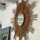 Large sun mirror in rattan