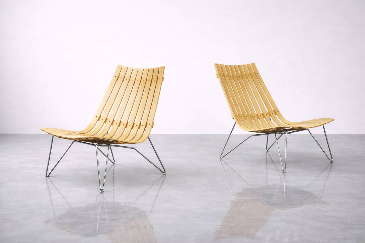 Pair of Scandinavian Scandia Easy Chairs by Hans Brattrud for Fjordfiesta