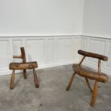 Pair of folk art wooden chairs
