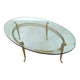 Vintage golden metal and oval glass coffee table, 1970s