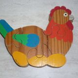 4 piece wooden hen puzzle