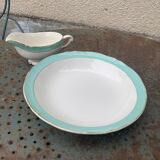 Hollow dish and saucière ceranord frsnce in semi white porcelain and vintage and collector's mint