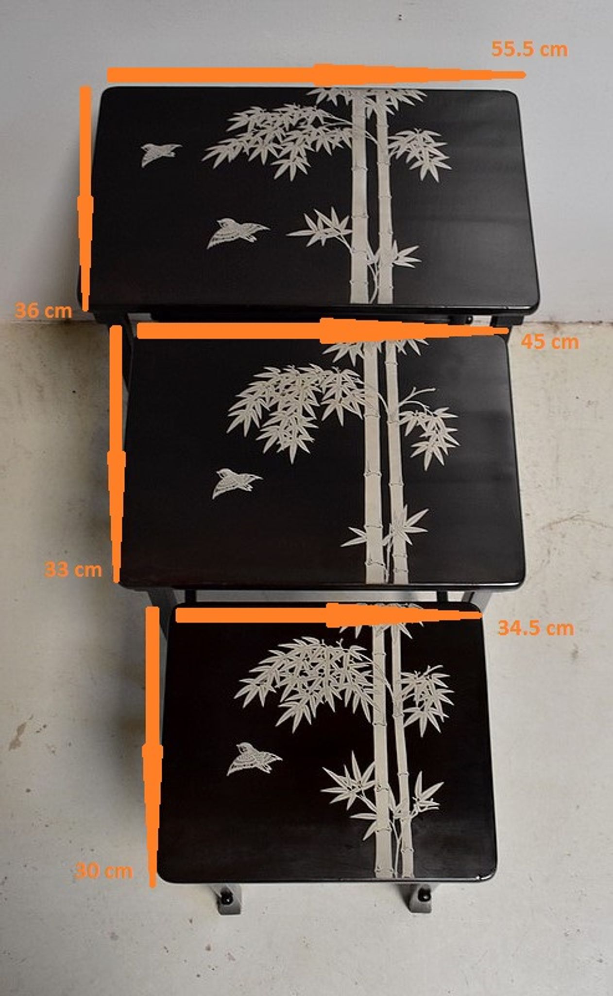 Chinese pull out tables in lase black