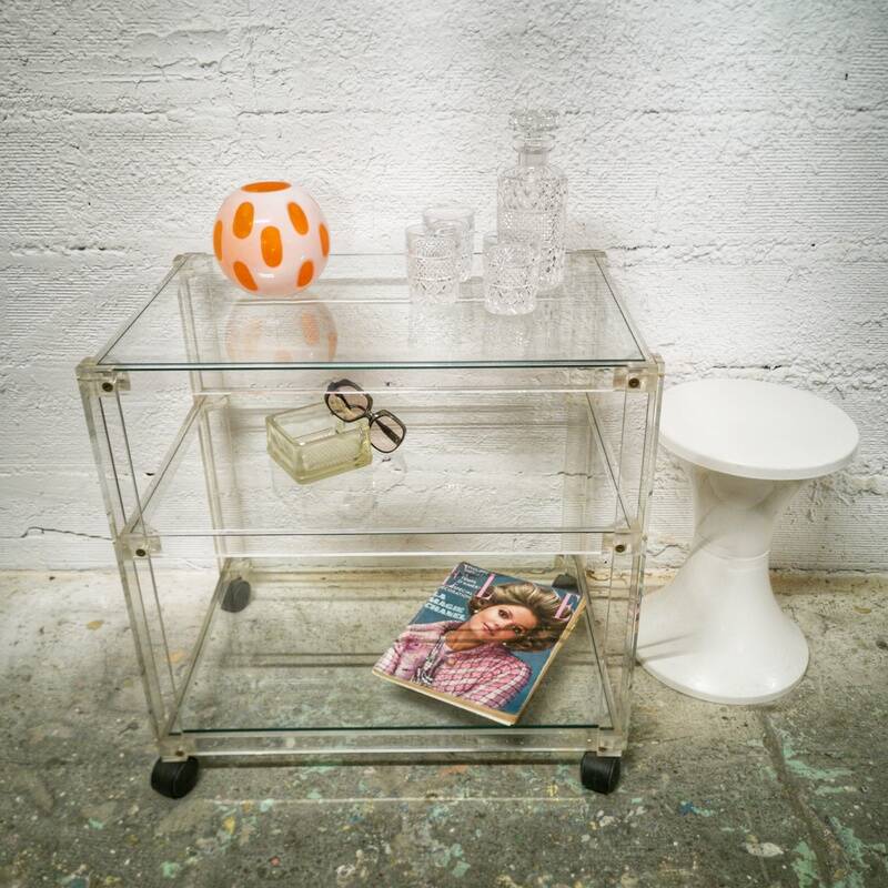 Vintage dessert table in plexiglas and glass