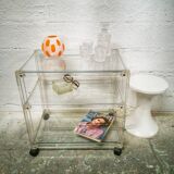 Desserte vintage en plexiglas et verre