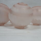 Lot of 4 globes vintage glass opaline 1960 pink