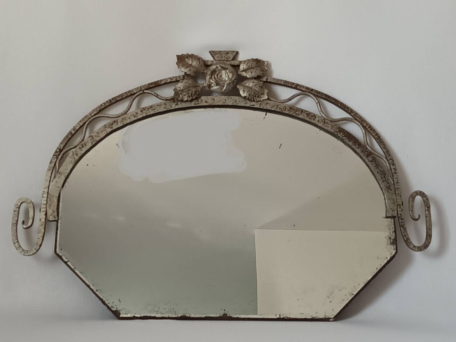 Hammered iron Art Deco mirror