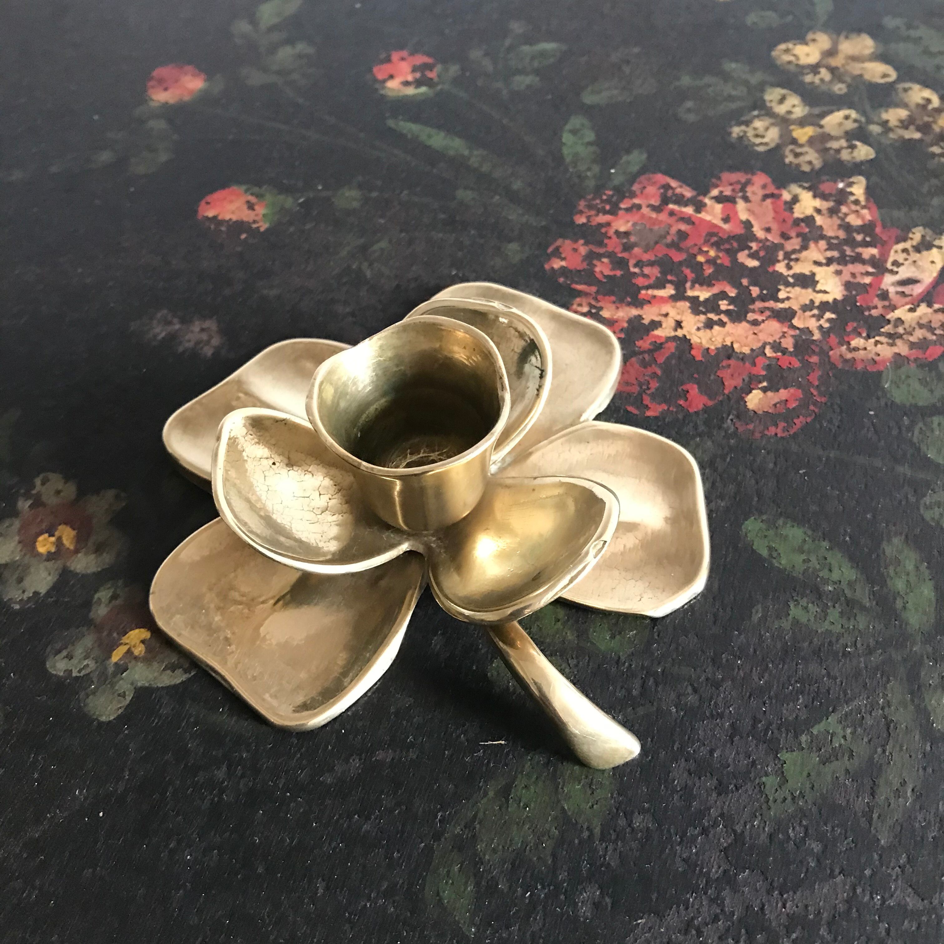 Brass candlestick shaped flower