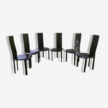 Set de 6 chaises Arta Ligne Roset en cuir noir