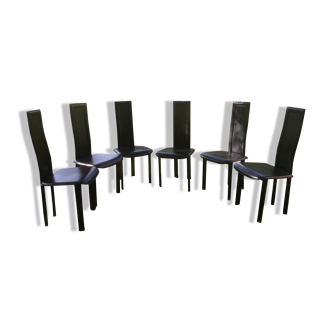 Set de 6 chaises Arta Ligne Roset en cuir noir