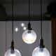1970s teak, chrome metal and glass 3-globe pendant chandelier