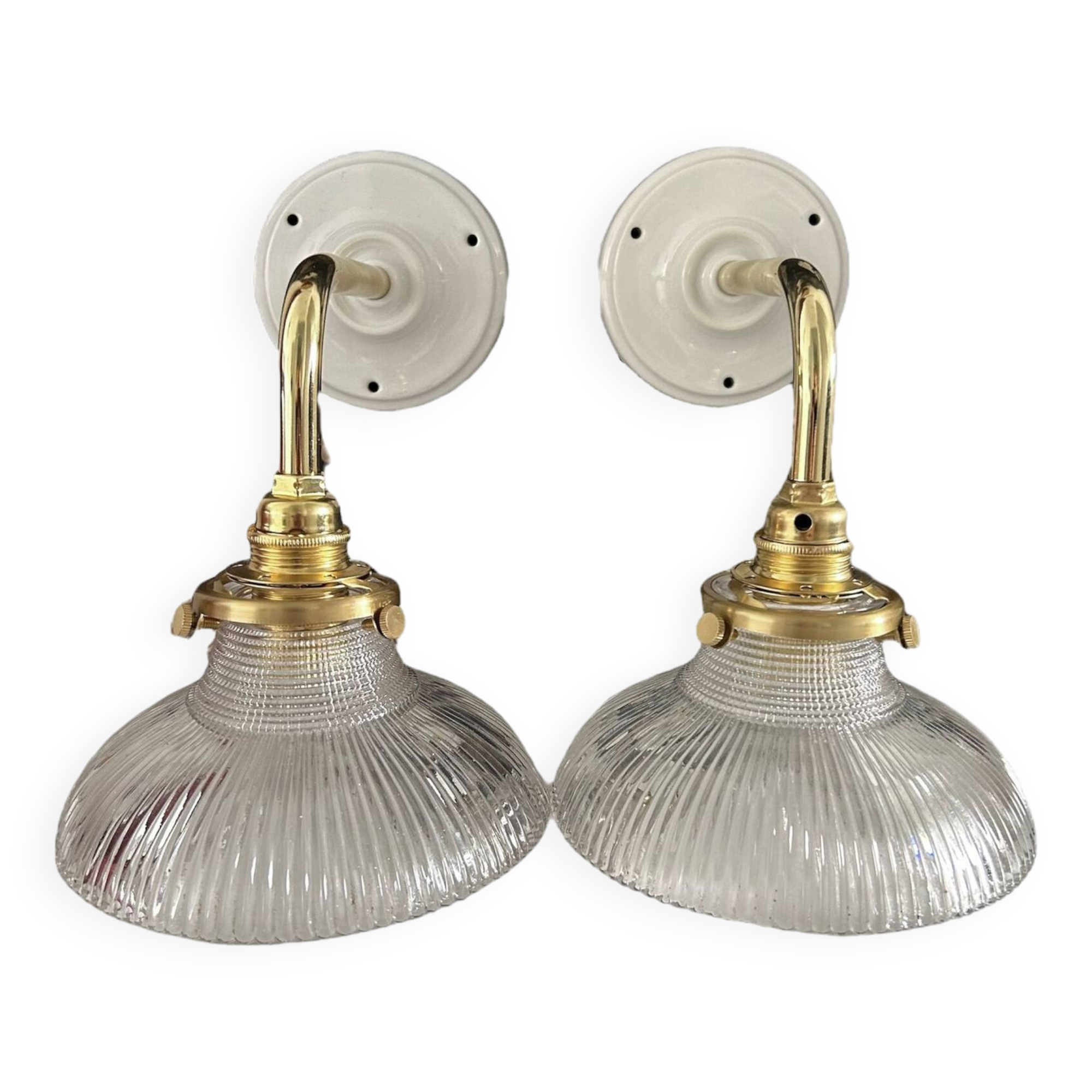 Pair of holophane tulip wall lights