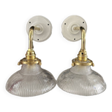 Pair of holophane tulip wall lights