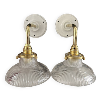 Pair of holophane tulip wall lights