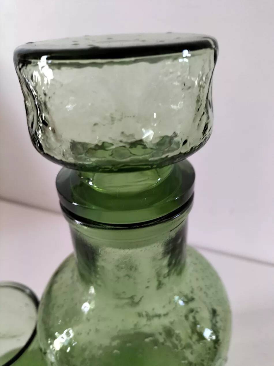 Carafe and matching tumblers in molded glass