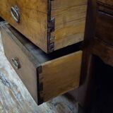 Antique curved secretary desk, Louis XV style, made of solid wood and marquetry.