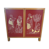 Red Lacquer Bar with gold leaf detail France circa 1950