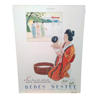 Affiche en couleur Nestlé avec plastification à chaud Mat issue d' une revue d'époque 1930