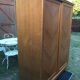Vintage wardrobe with compass feet in oak and oak cp with 2 sliding doors.