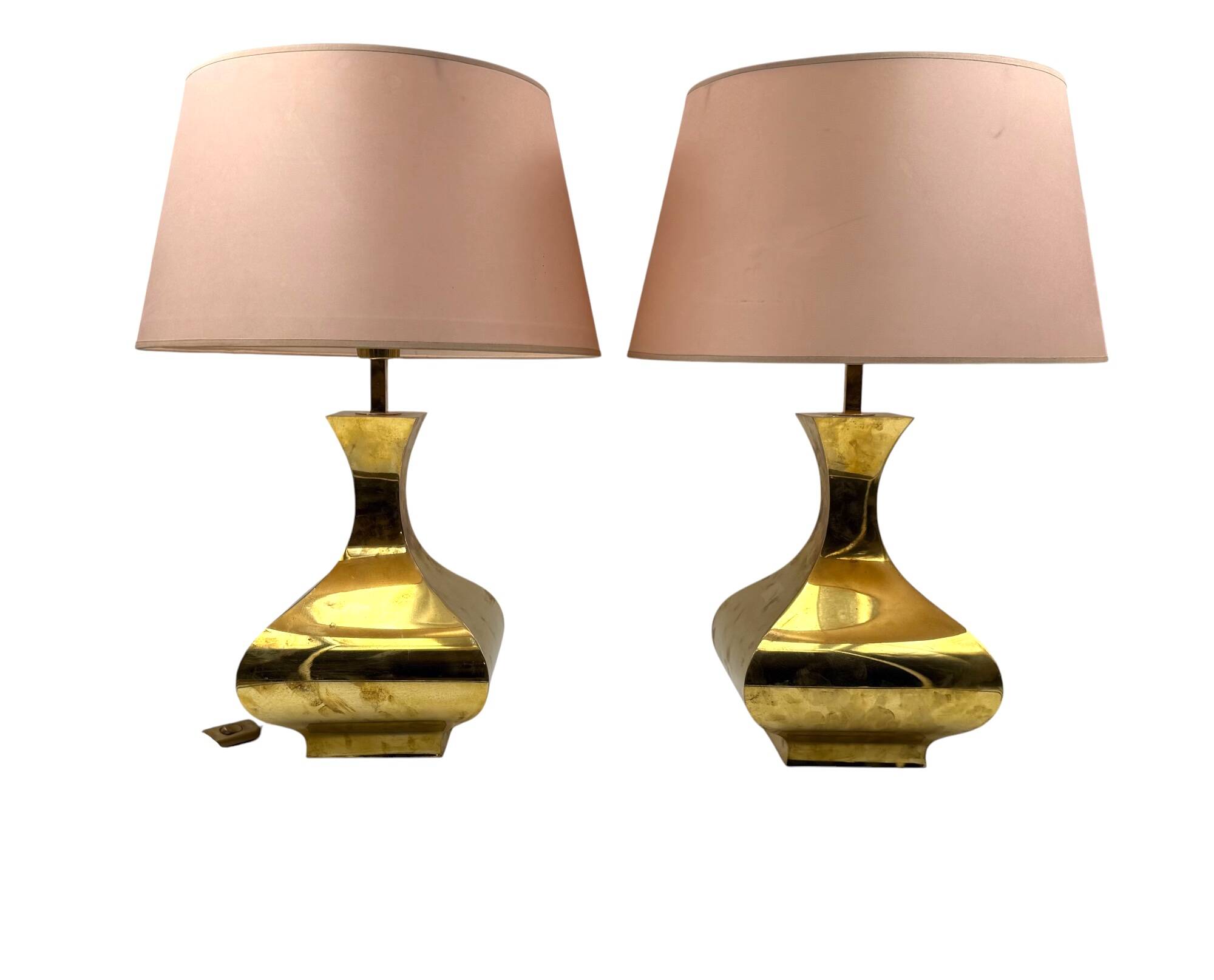 Hollywood regency set of 2 table lamps mod. Piramide, High Society Italy 70