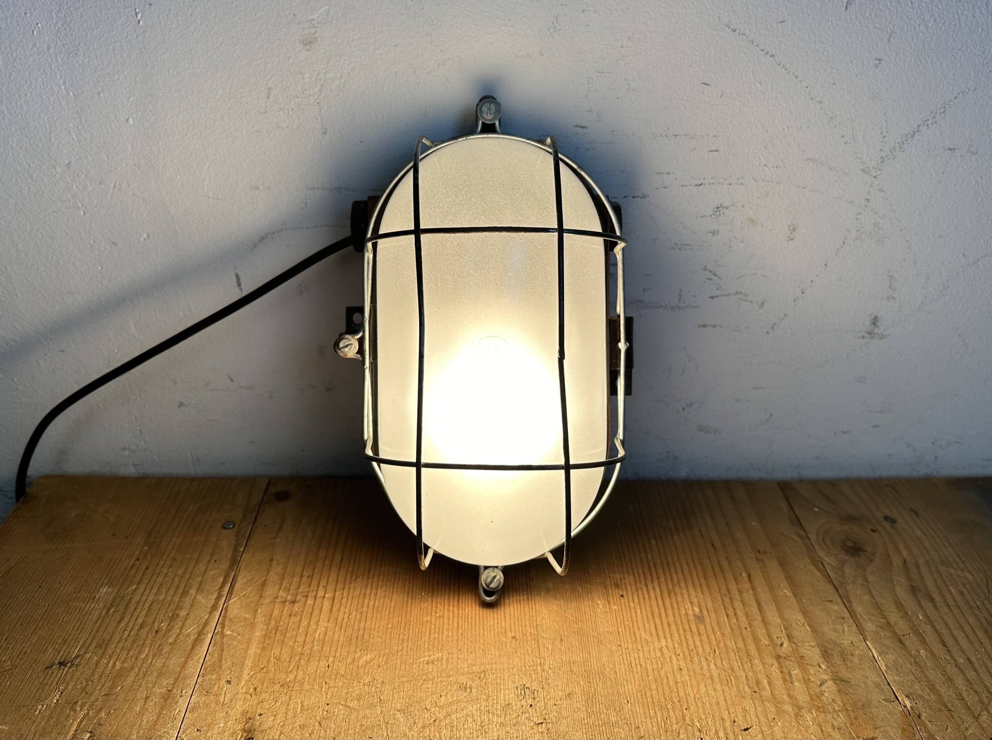 Industrial Brown Bakelite Wall Light with Milk Glass, 1960s