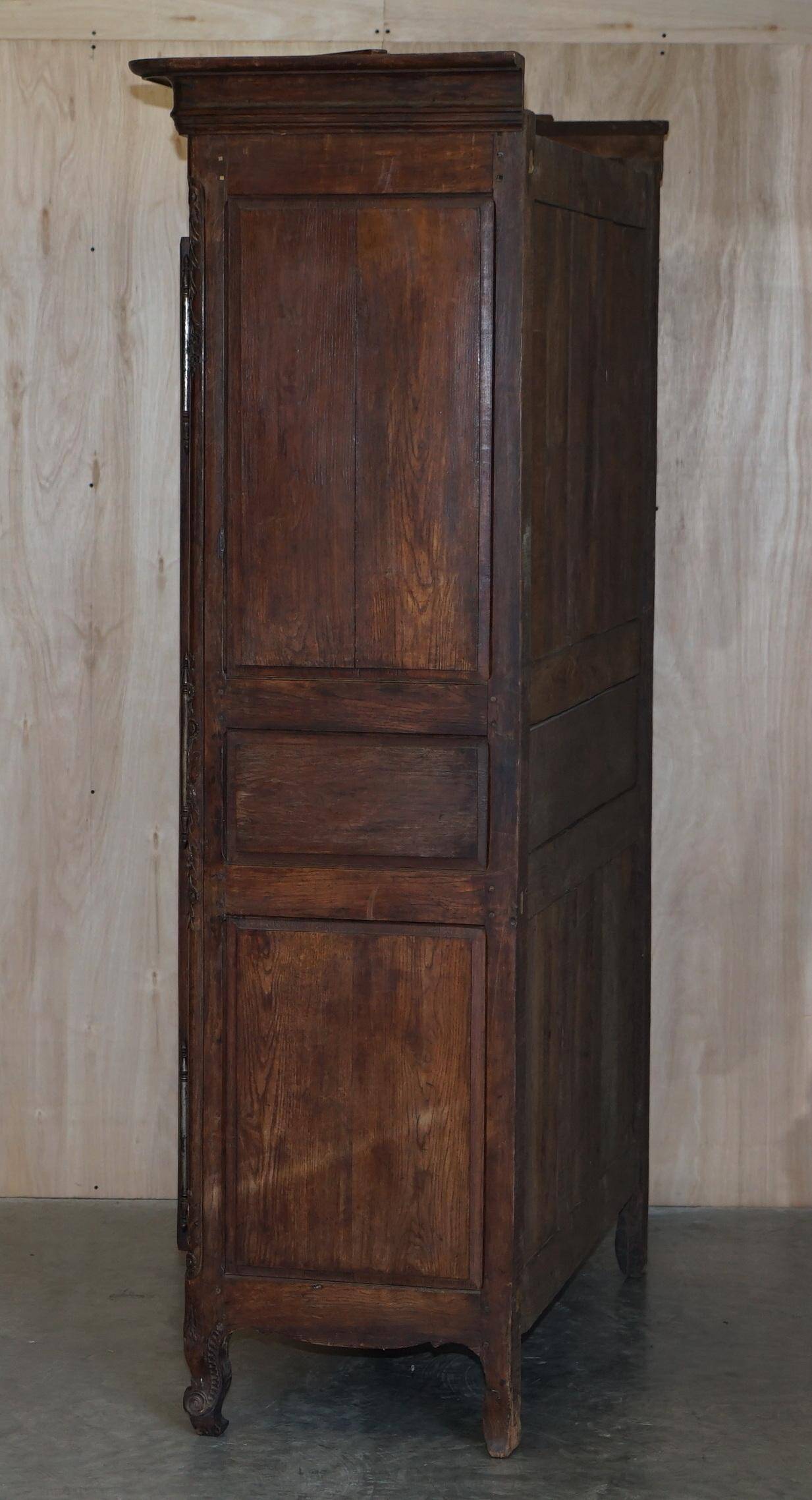 Antique Carved Wardrobe Dated 1844 with Shaped Panels