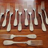 Christofle - Set of 12 Versailles model table forks in silver-plated metal
