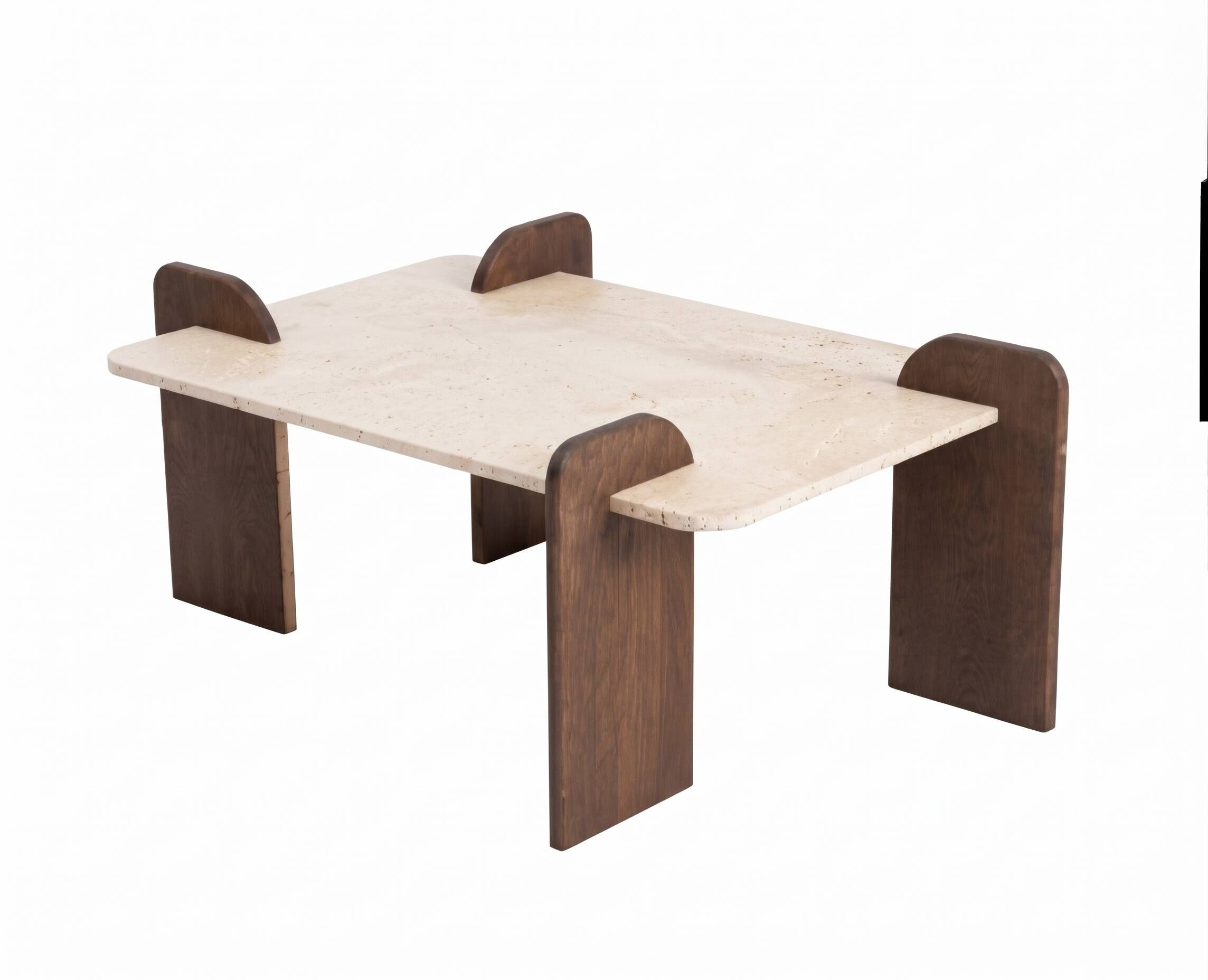 Table basse "sira" travertin et bois
