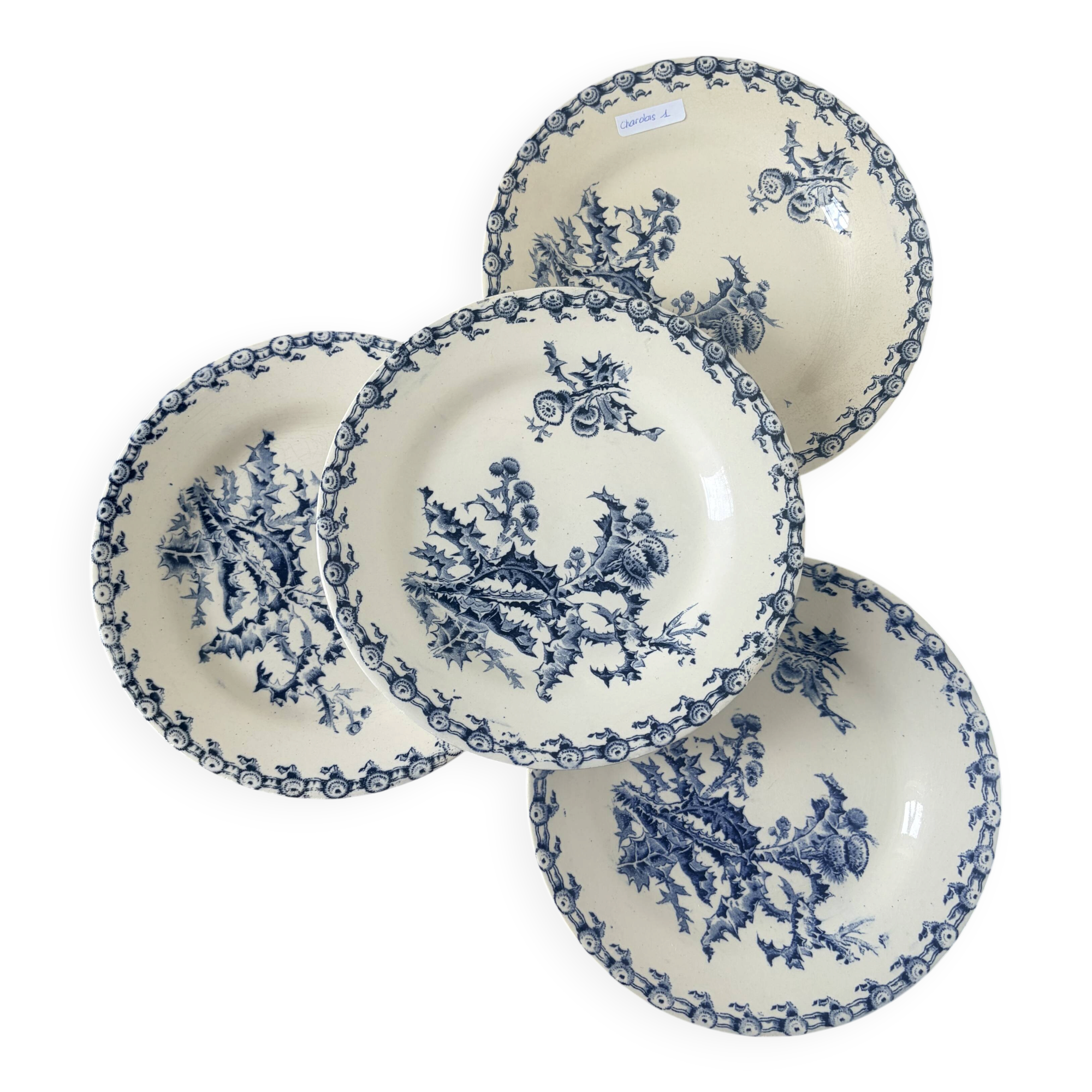 4 assiettes plates Gien Chardons 260332