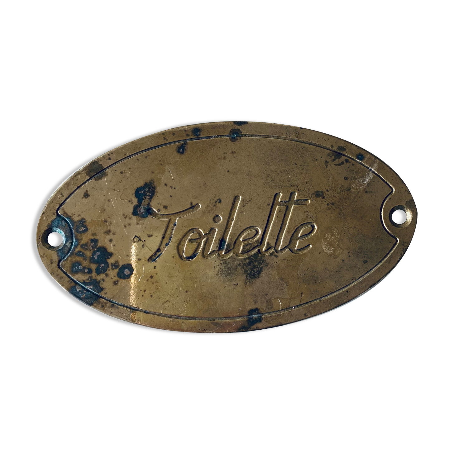 Brass plate inscription "toilet"