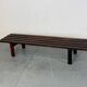 Mid-Century Modern Brown wood Slatted coffee table bench, 1970s
