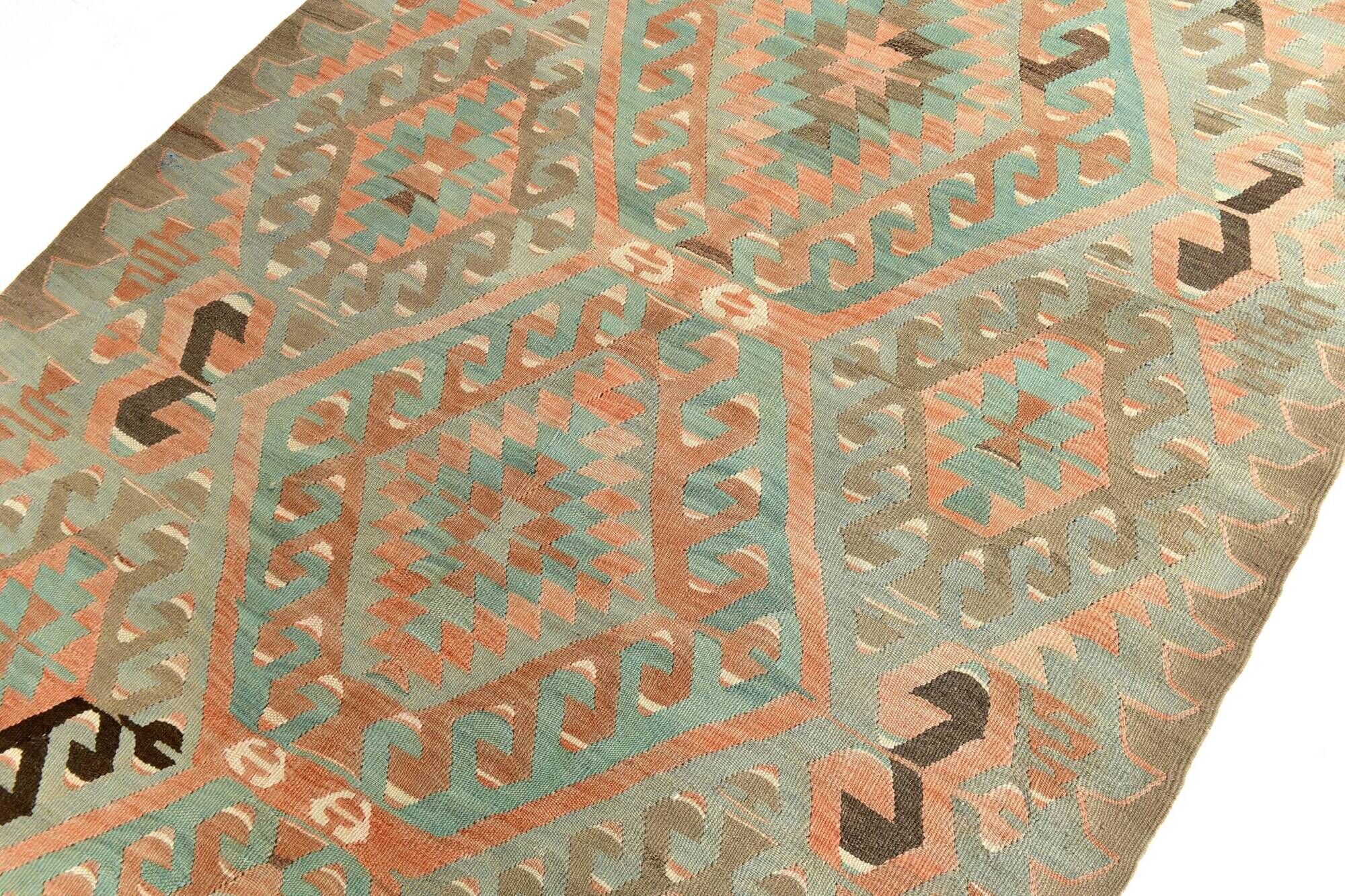 5x8 Blue & Brown Turkish Vintage Kilim Rug, 153x235Cm SK 35166