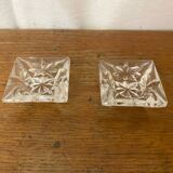 Pair of Antique Cut Arques Crystal Salt Cellars, Salt and Pepper Shakers, Vintage