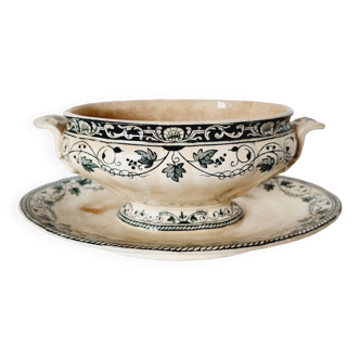 Saucière Ancienne En Porcelaine Jules Vieillard Bordeaux Louis XV Modèle du 19ème siècle