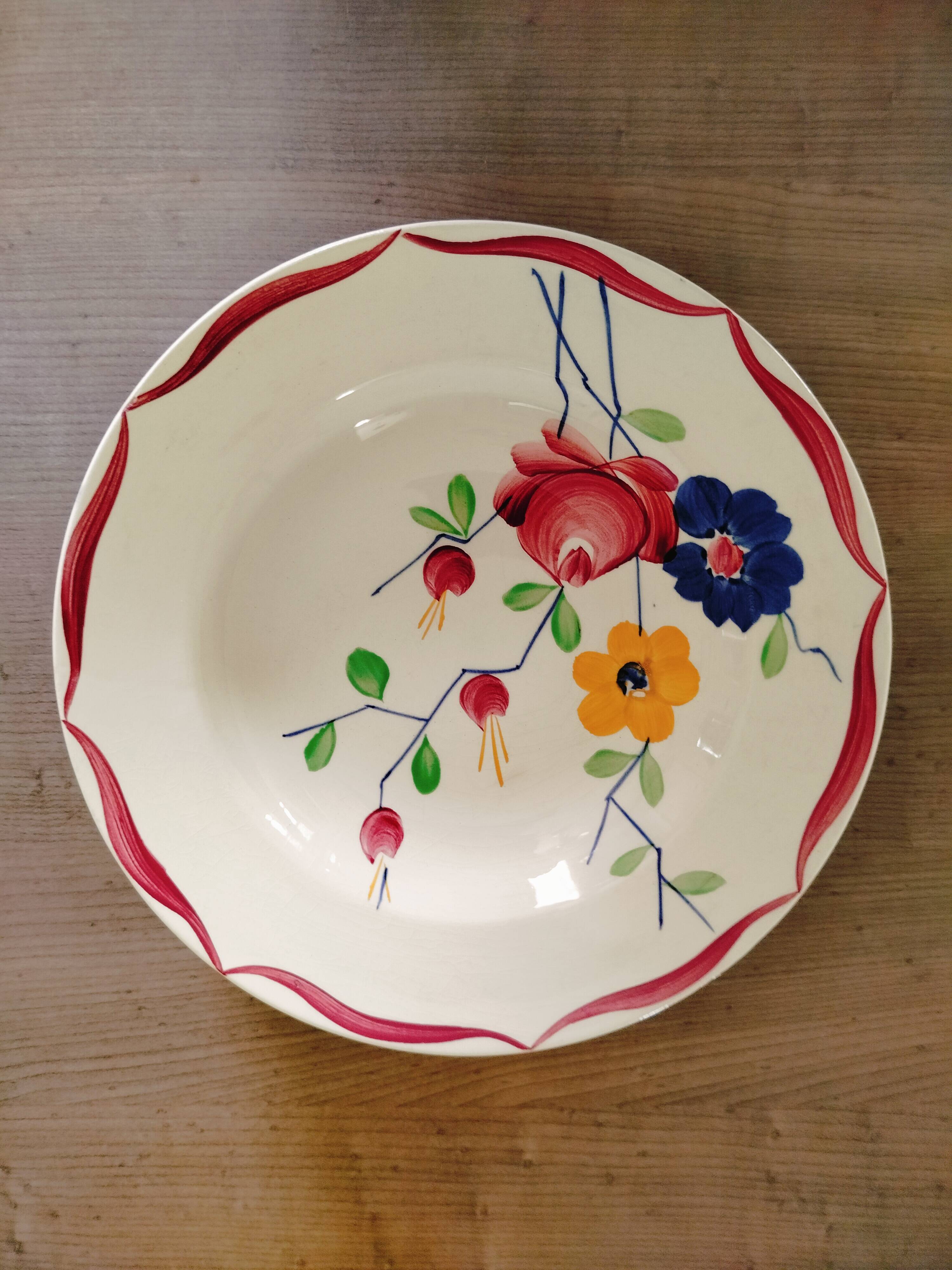 Lot de 10 assiettes plates Gien décor floral