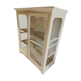 Old showcase on foot in white patina wood 1960