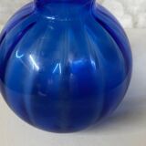 Lancel style cobalt blue vase - ball shape and collar h 25 cm