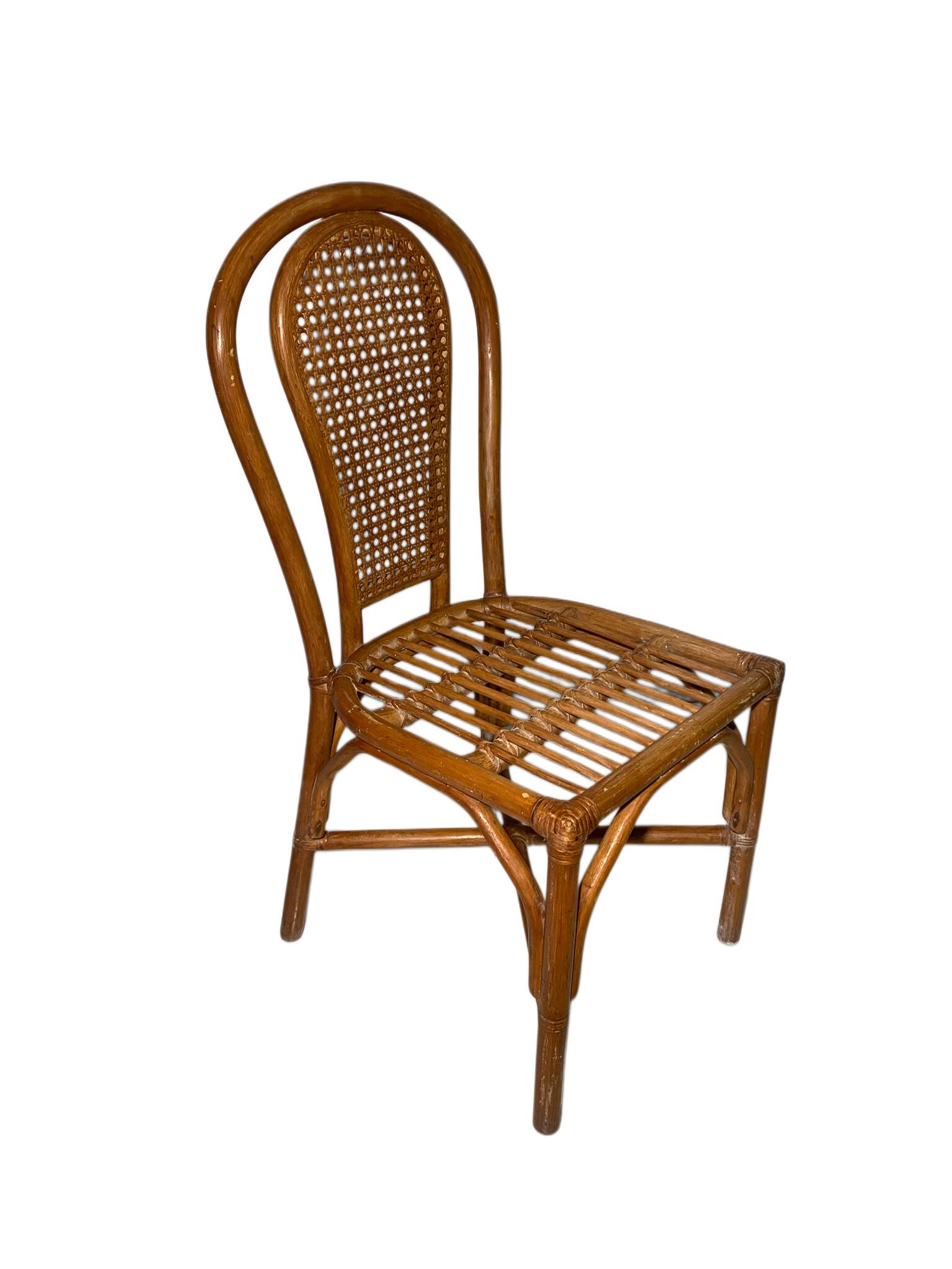 Vintage rattan chair with cane back - Bohemian style