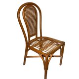 Vintage rattan chair with cane backrest - Bohemian style
