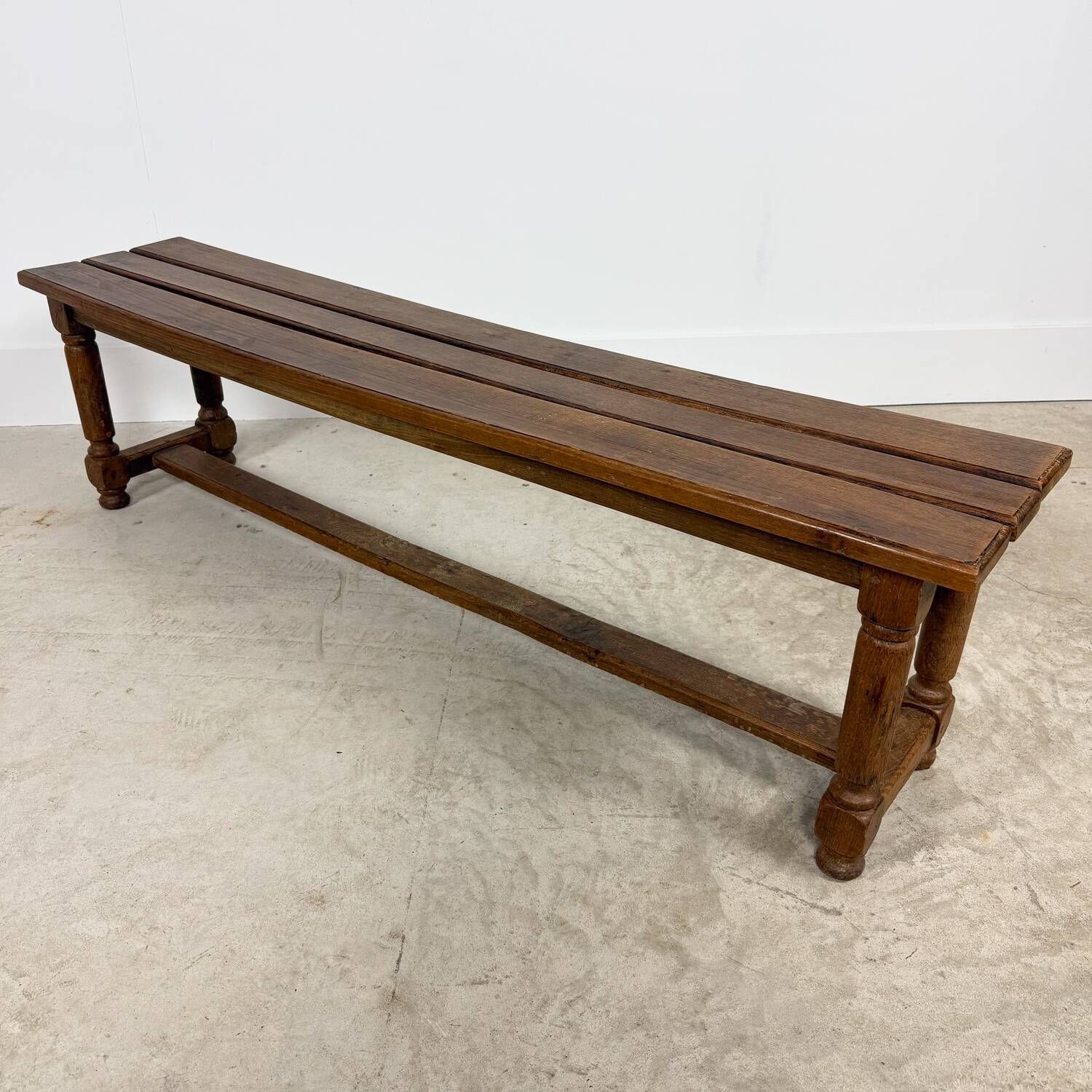 Pair of Antique Oak Benches with Turned Legs