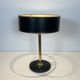 Black Quilted Leather Table Lamp and Golden Brass. French Craftsmanship.