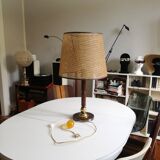 Desk lamp with wicker shade, 1970