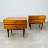 Pair of Scandinavian teak bedside tables 60s