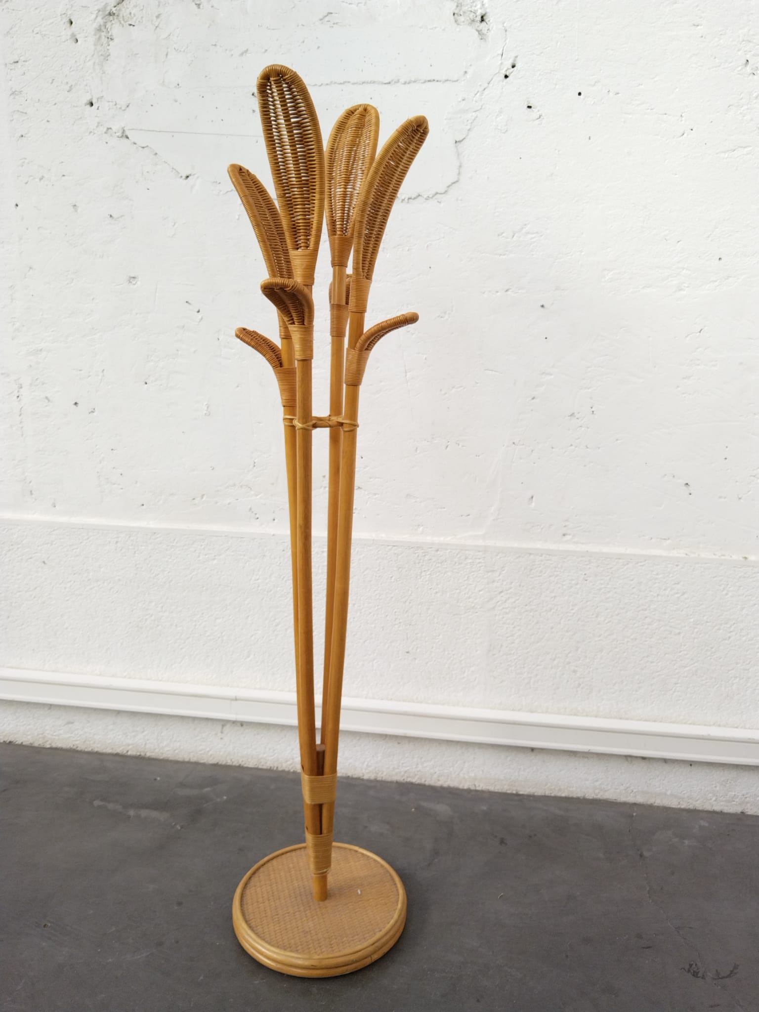 Rattan coat rack