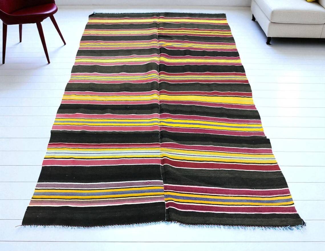 Vintage Handwoven Tribal Kilim Rug