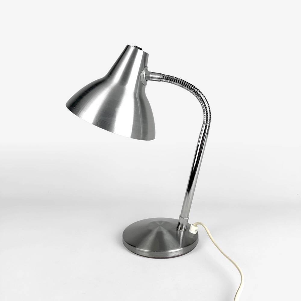 Flexible brushed aluminum lamp from the 60s