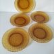 5 vintage pressed glass dessert plates with woven decoration
