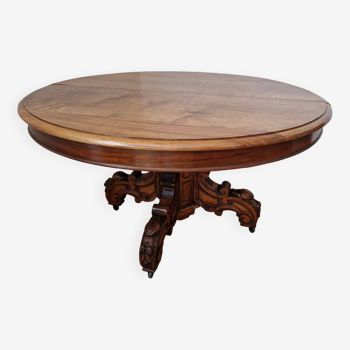 Napoleon III solid walnut pedestal table with extensions - 14 place settings
