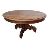 Napoleon III solid walnut pedestal table with extensions - 14 place settings
